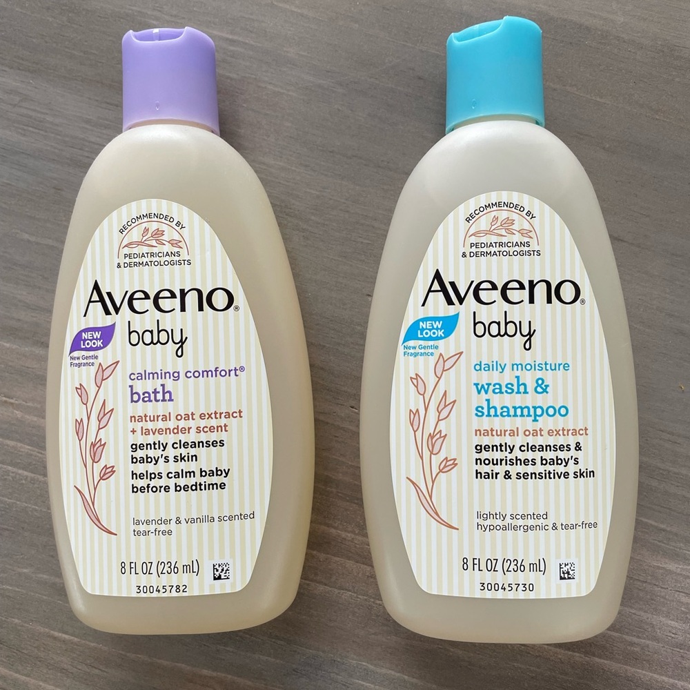 Aveeno Baby bath bundle wash and shampoo comfort bath